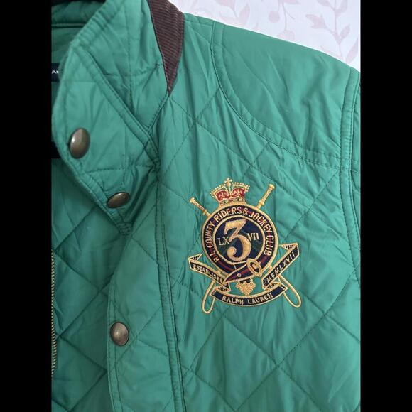 DISCOUNT SHIPPING Ralph Lauren Sport Quilted Green Jacket with Emblem - Picture 2 of 5
